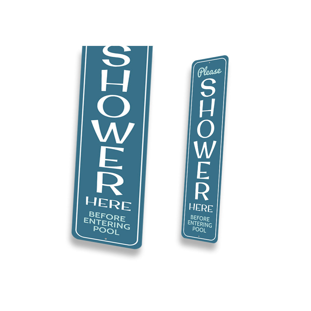 Please Shower Here Before Entering Pool Sign