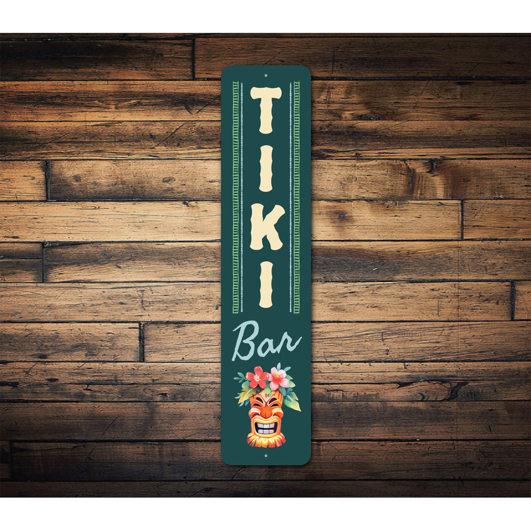 Tiki Bar Mask With Flowers Sign