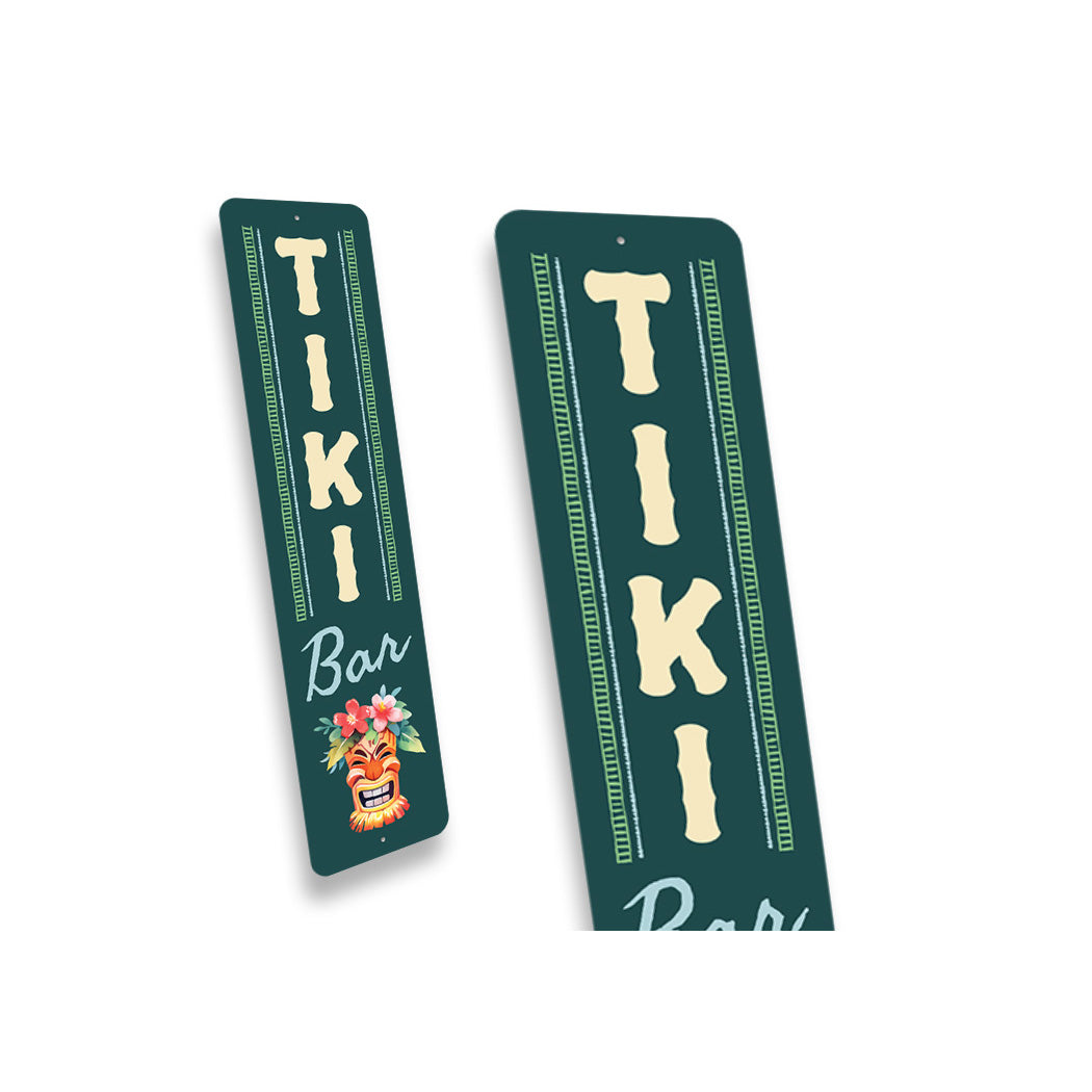 Tiki Bar Mask With Flowers Sign