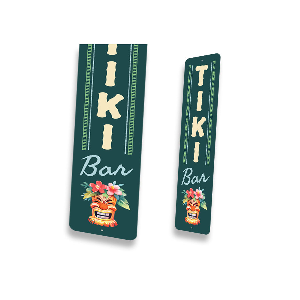Tiki Bar Mask With Flowers Sign