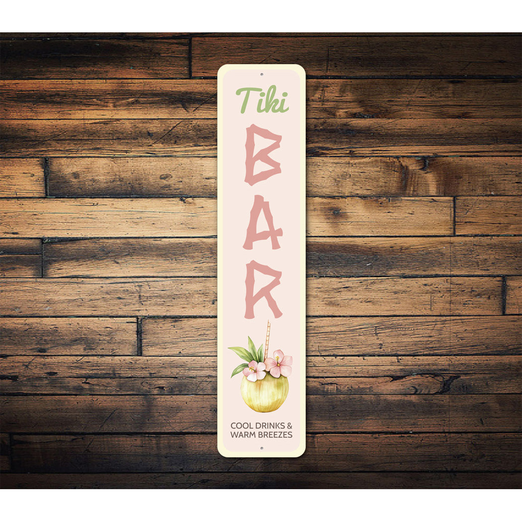 Tiki Bar Cool Drinks And Warm Breezes Cocunut Drink Sign