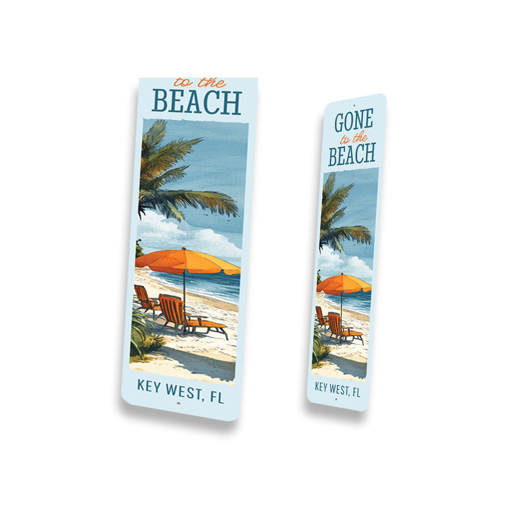Gone To The Beach Key West Florida Umbrella Sun Chair Sign