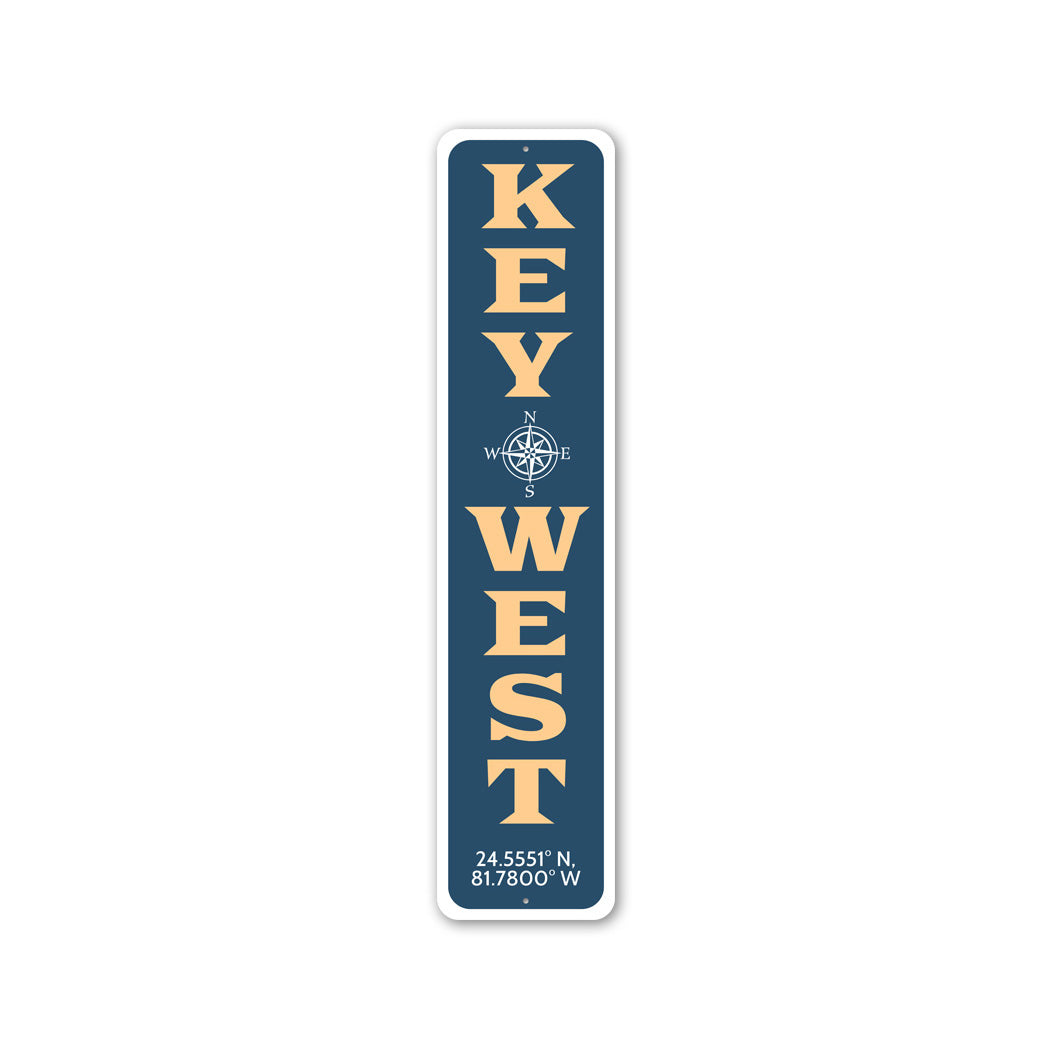 Key West Compass Coordinates Sign
