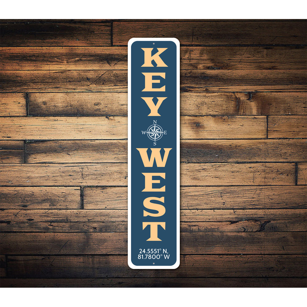 Key West Compass Coordinates Sign