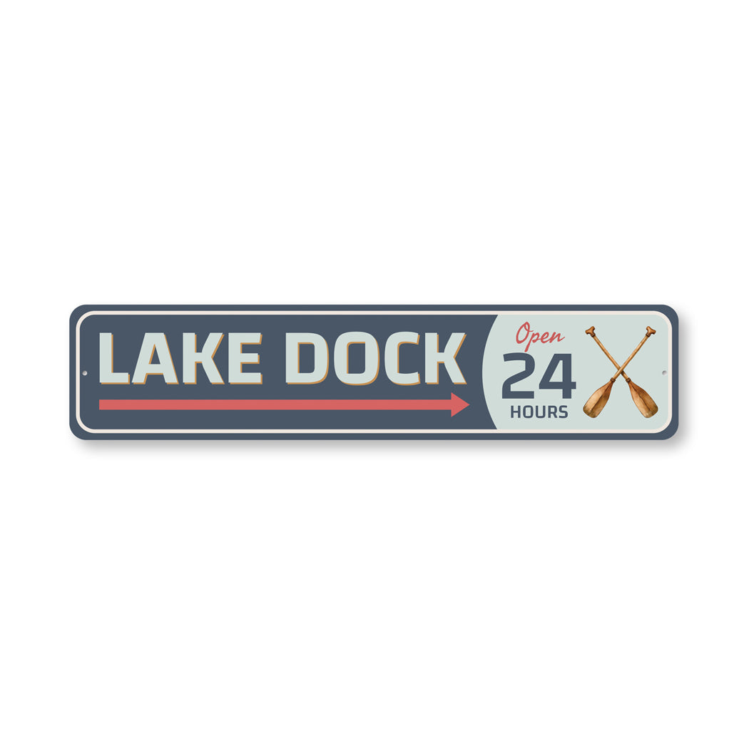 Lake Dock Open 24 Hours Crossed Paddles Sign