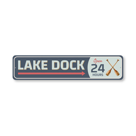 Lake Dock Open 24 Hours Crossed Paddles Sign