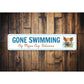 Pig Beach Big Major Cay Bahamas Gone Swimming Sign