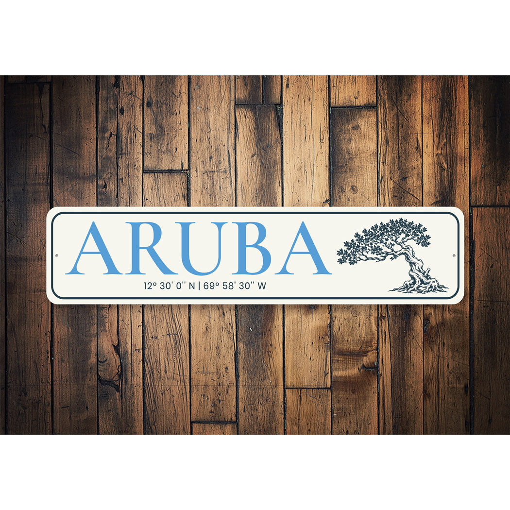 Aruba Coordinates Caribbean Sign