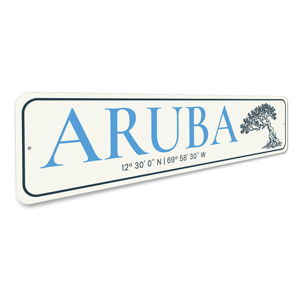 Aruba Coordinates Caribbean Sign