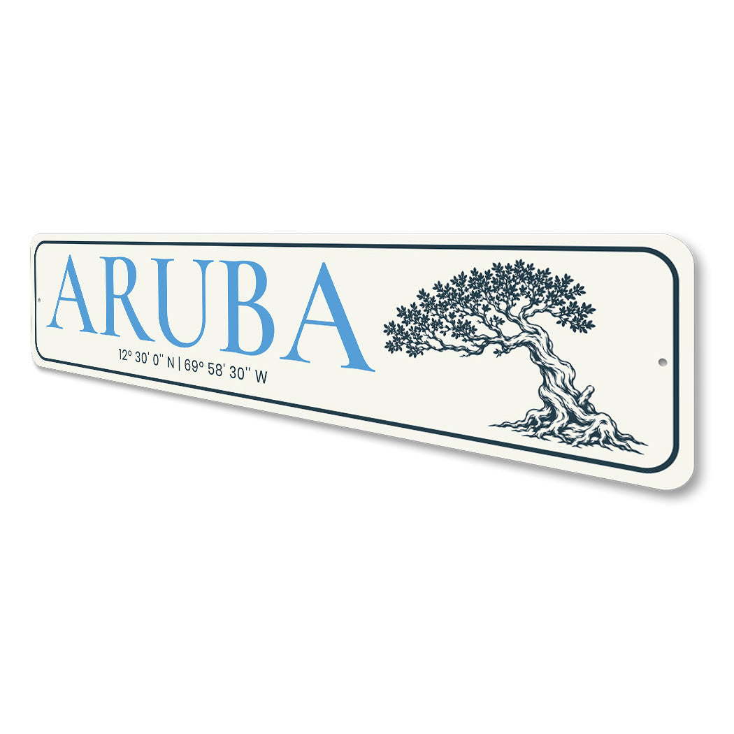 Aruba Coordinates Caribbean Sign