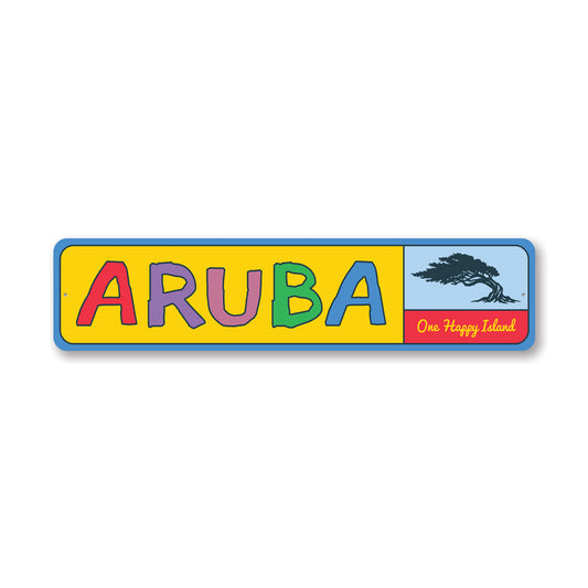 Aruba One Happy Island Caribbean Sign