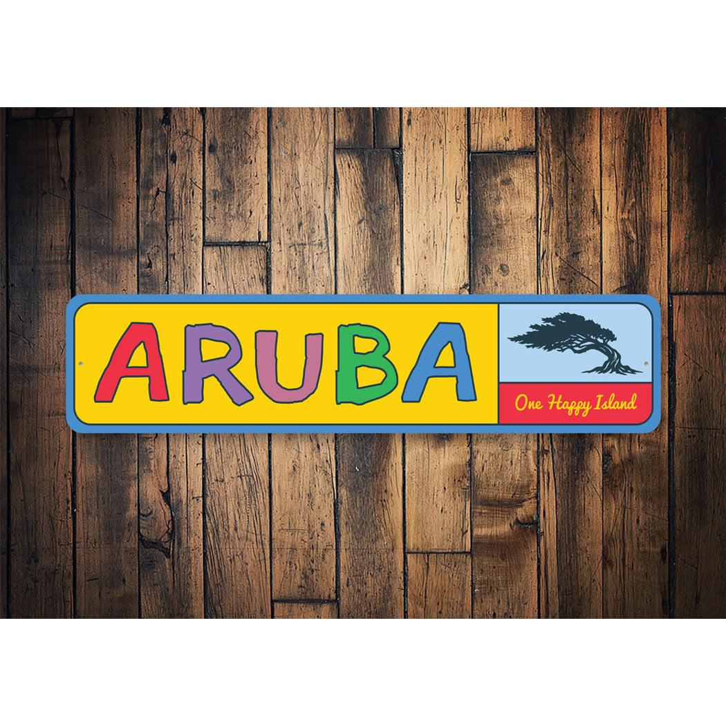 Aruba One Happy Island Caribbean Sign