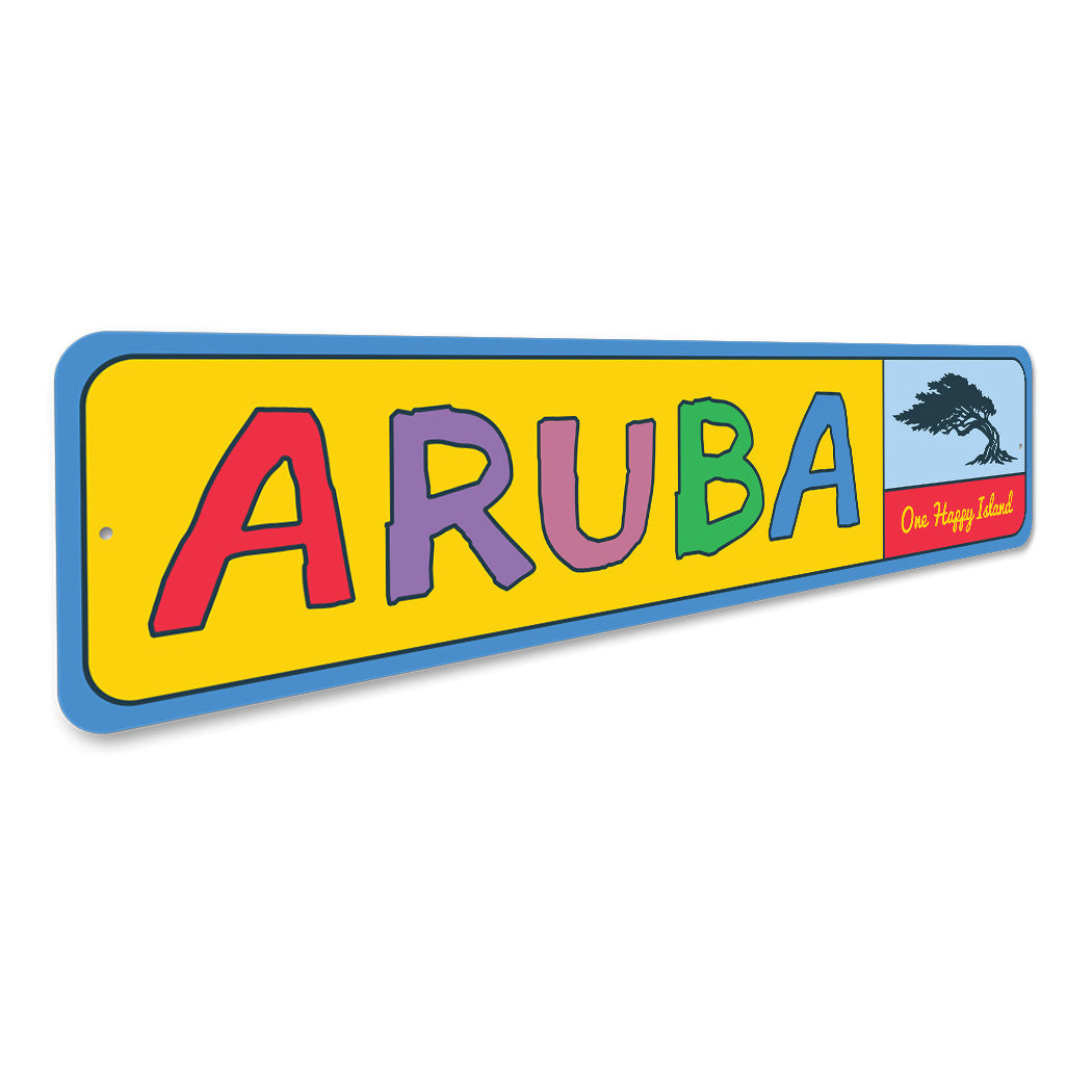 Aruba One Happy Island Caribbean Sign