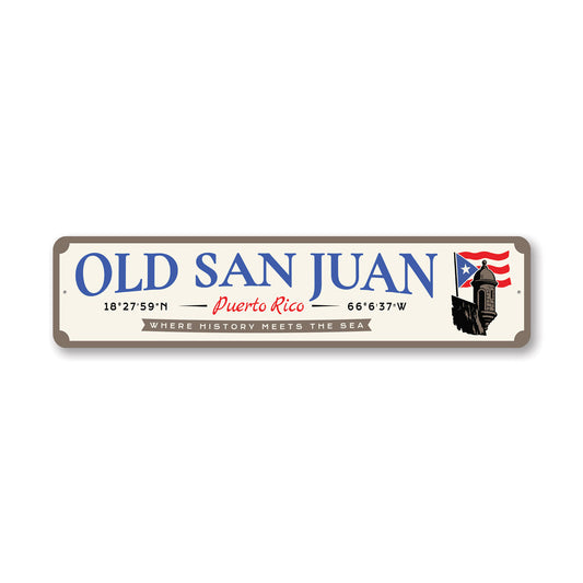 Old San Juan Puerto Rico Coordinates Sign
