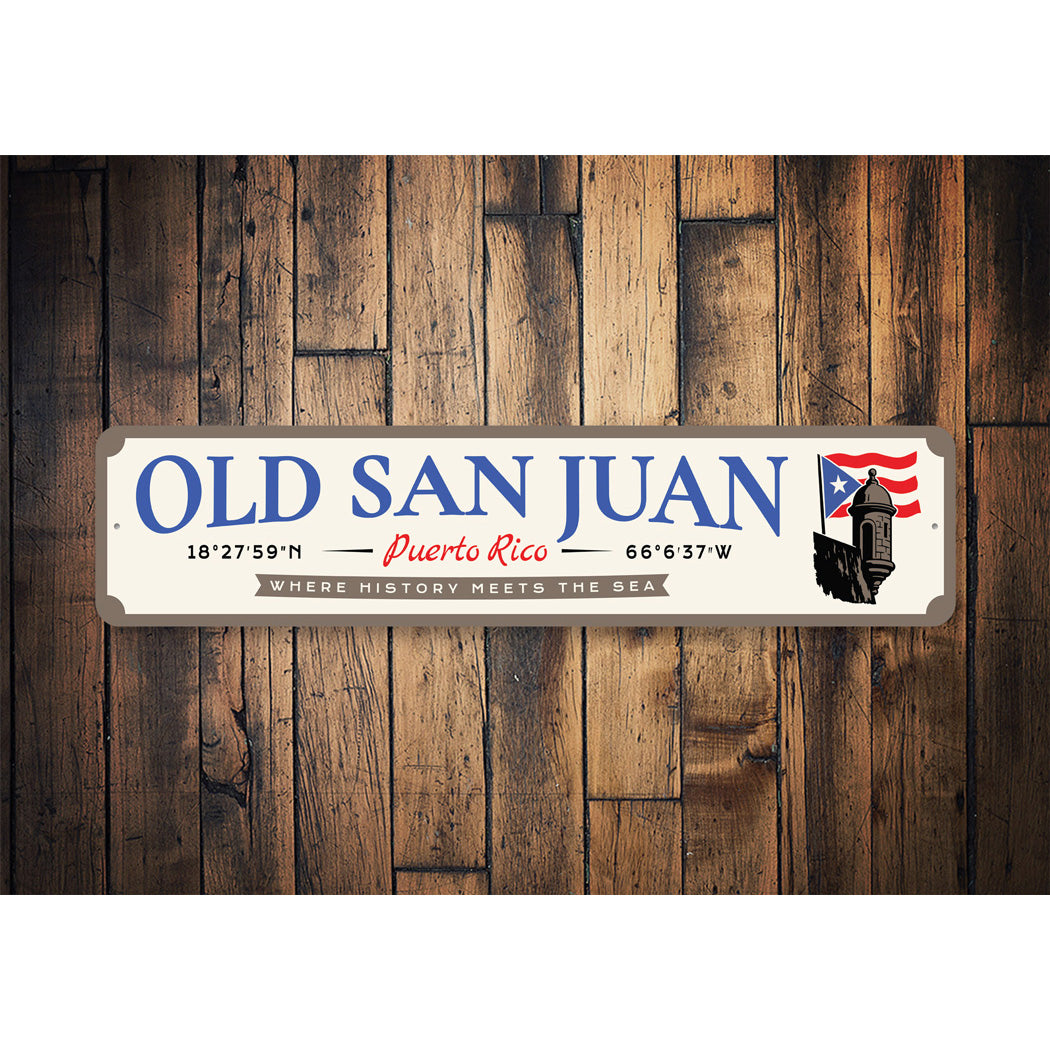 Old San Juan Puerto Rico Coordinates Sign