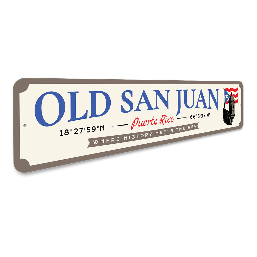 Old San Juan Puerto Rico Coordinates Sign