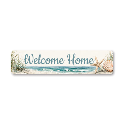 Welcome Home Sand Beach Starfish Seashell Sign