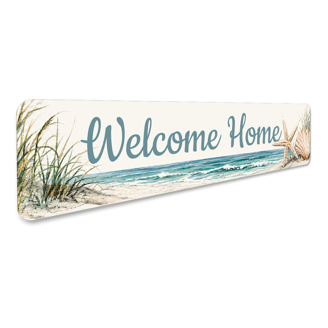 Welcome Home Sand Beach Starfish Seashell Sign