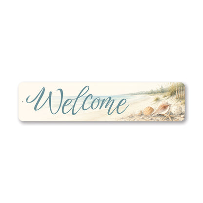 Welcome Sand Beach Starfish Seashell Sign