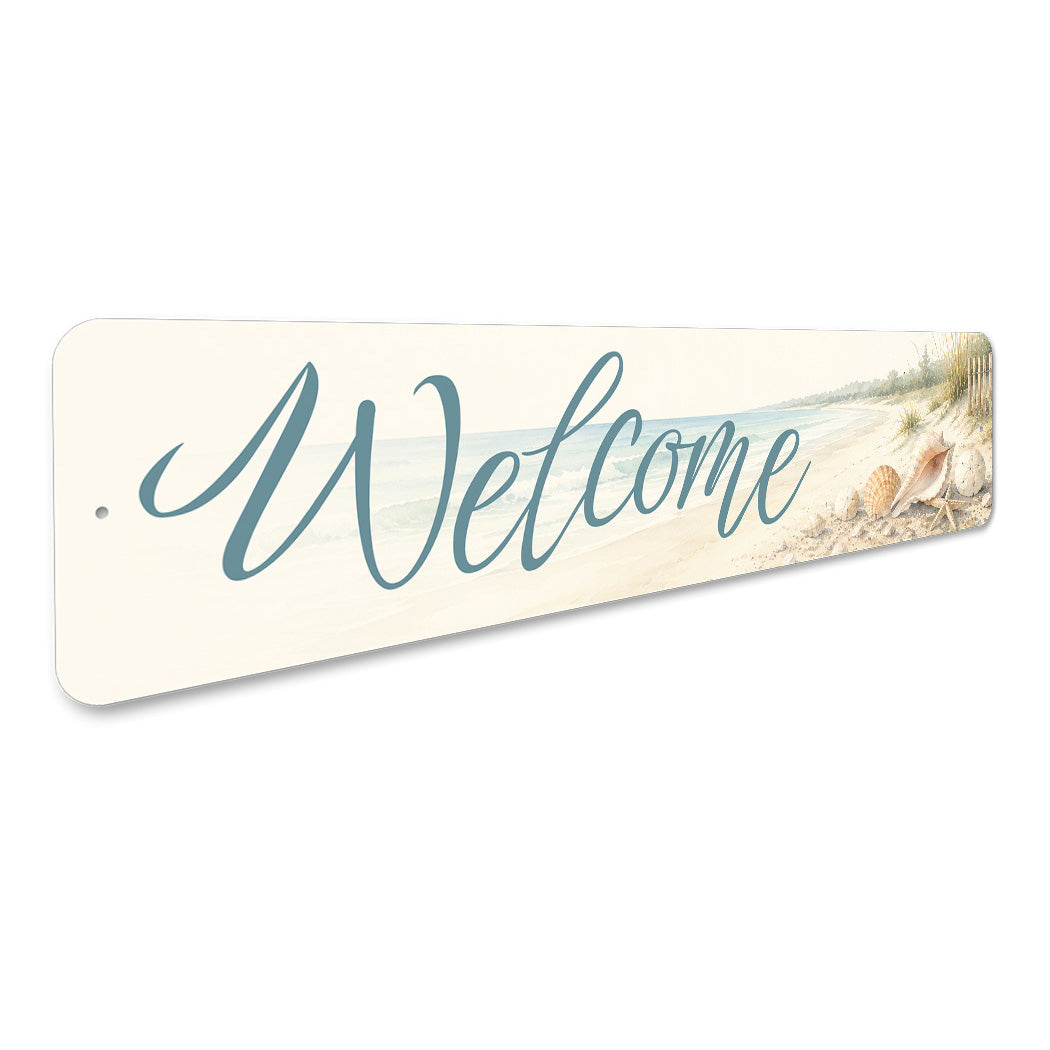Welcome Sand Beach Starfish Seashell Sign