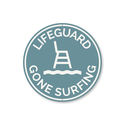 Gone Surfing Lifeguard Tower Round Sign