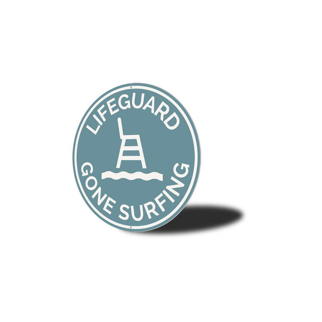 Gone Surfing Lifeguard Tower Round Sign