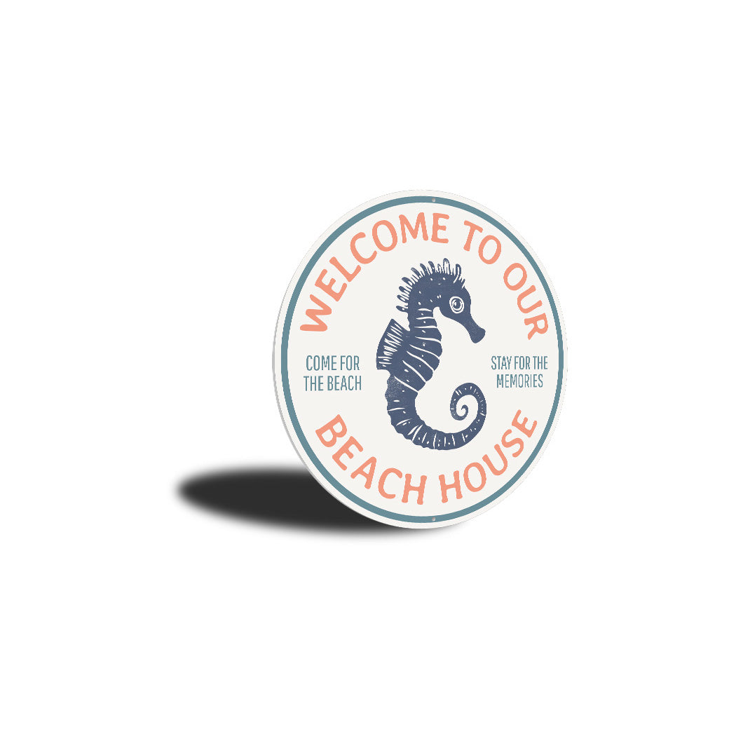 Welcome To Our Beach House Seahorse Round Sign