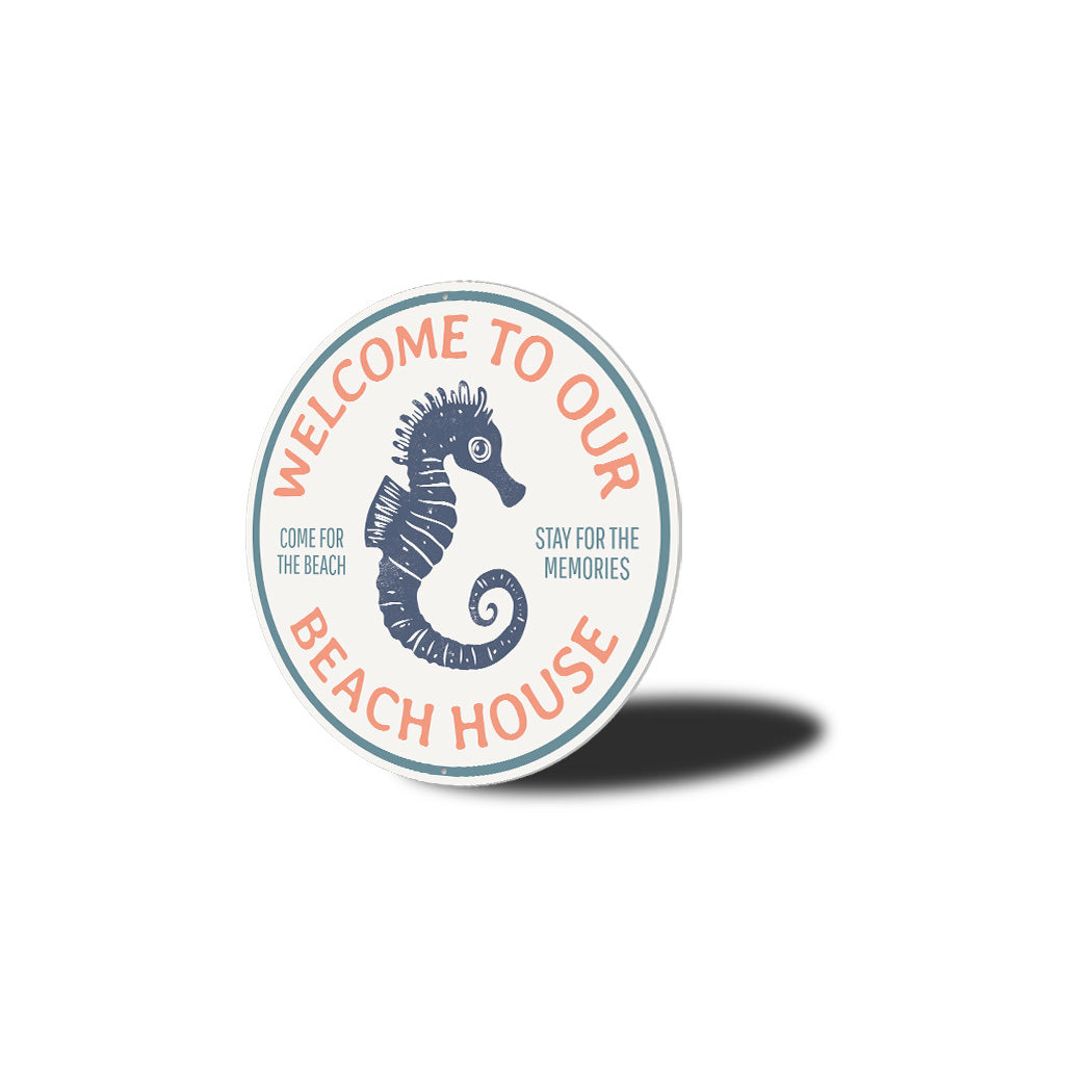 Welcome To Our Beach House Seahorse Round Sign
