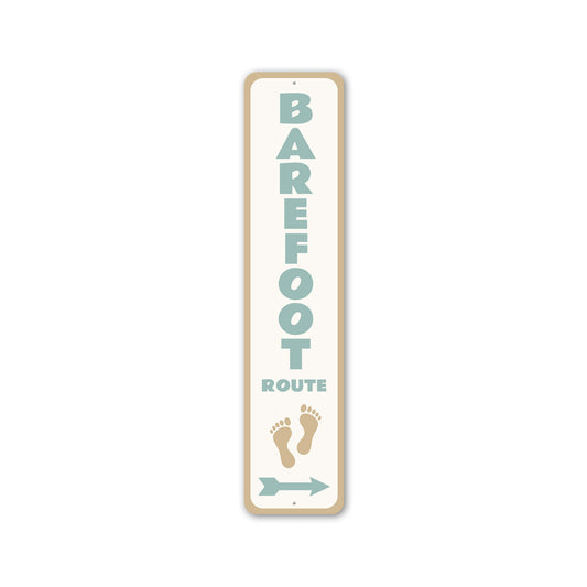 Barefoot Route Footprint Vertical Arrow Sign