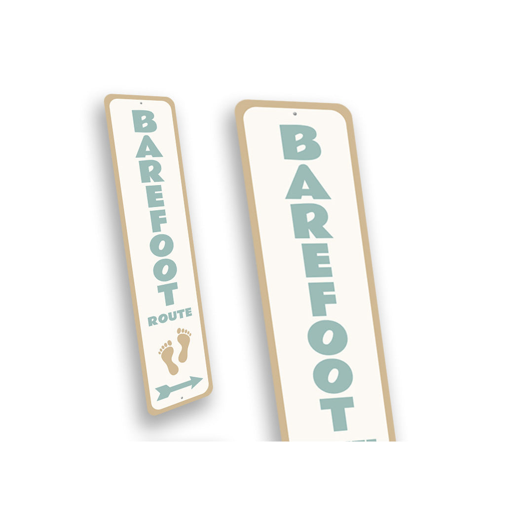 Barefoot Route Footprint Vertical Arrow Sign