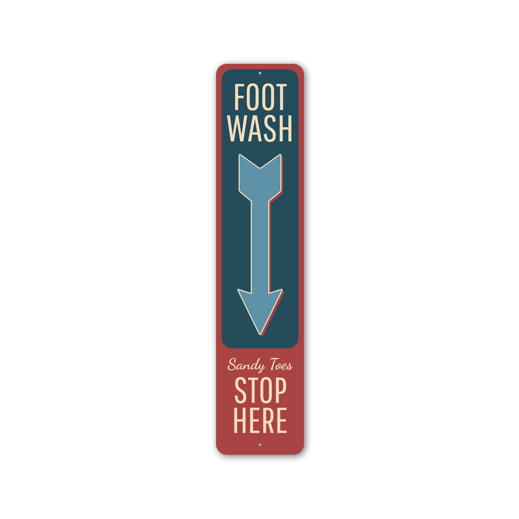 Foot Wash Sandy Toes Stop Here Arrow Vertical Sign