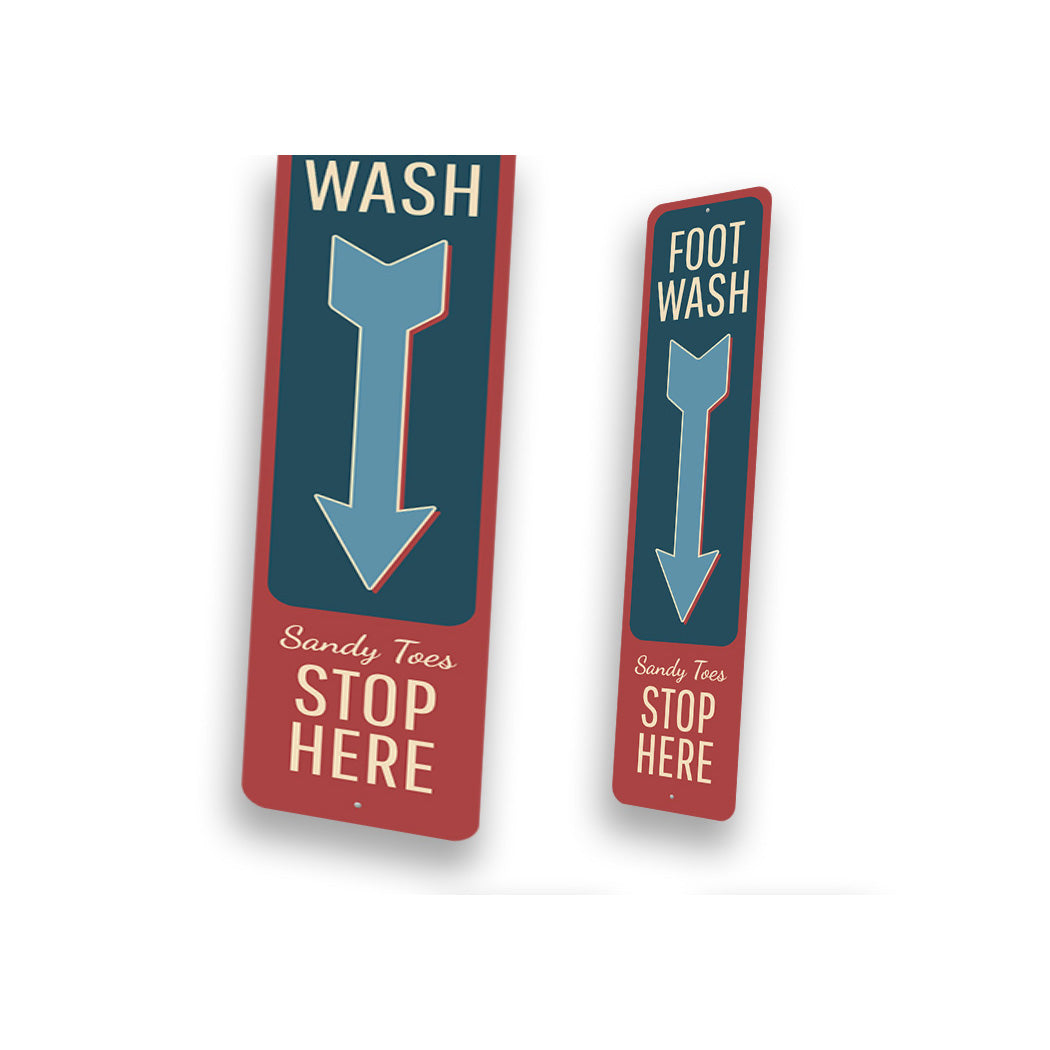 Foot Wash Sandy Toes Stop Here Arrow Vertical Sign