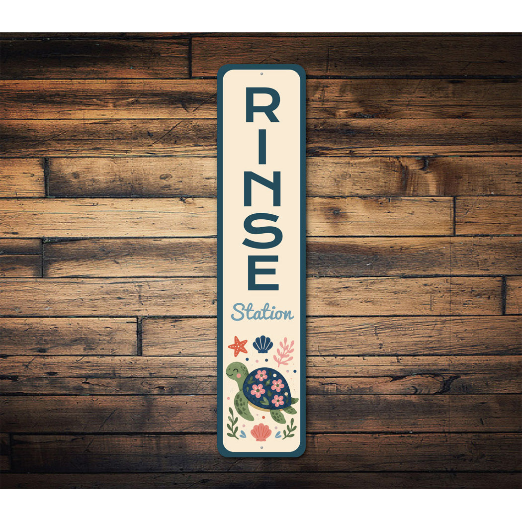 Rinse Station Vertical Turtle Sign