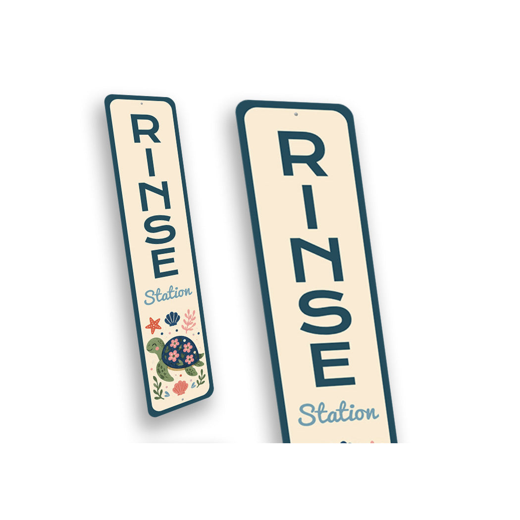 Rinse Station Vertical Turtle Sign