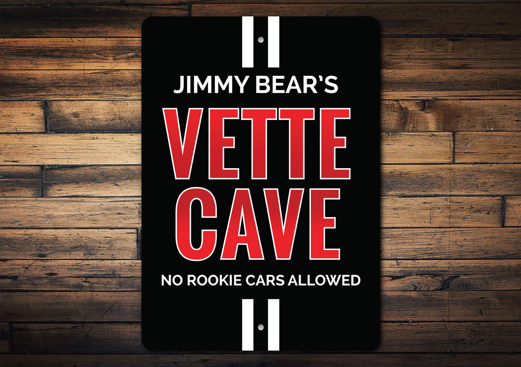 Personalized Vette Cave Chevy Corvette Sign