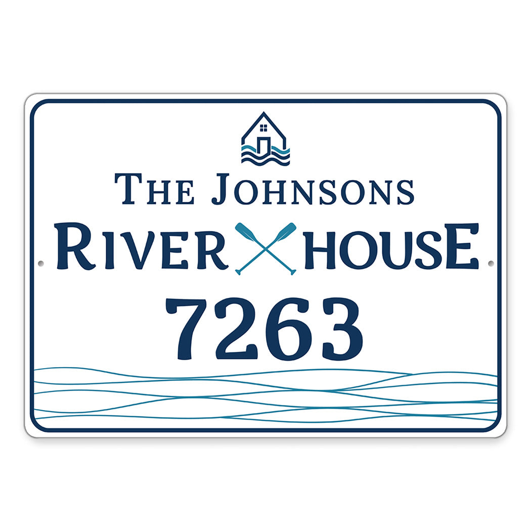 Personalized River House Address Number Sign