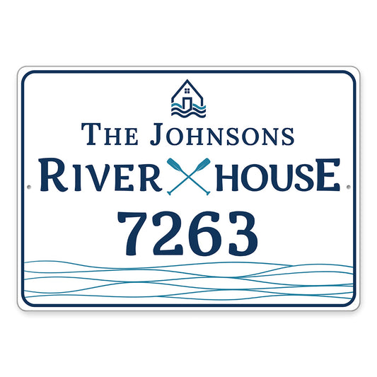 Personalized River House Address Number Sign
