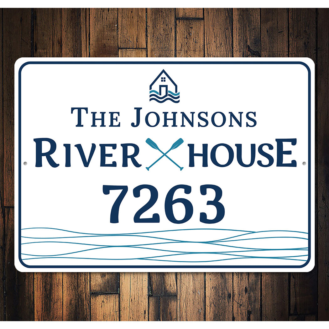 Personalized River House Address Number Sign