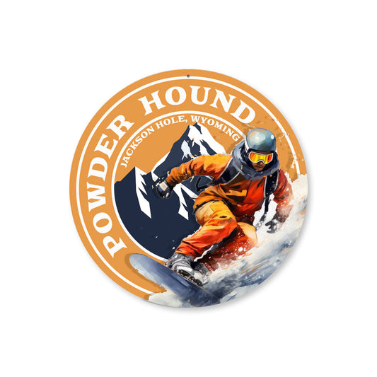 Powder Hound Jackson Hole Wyoming Round Sign