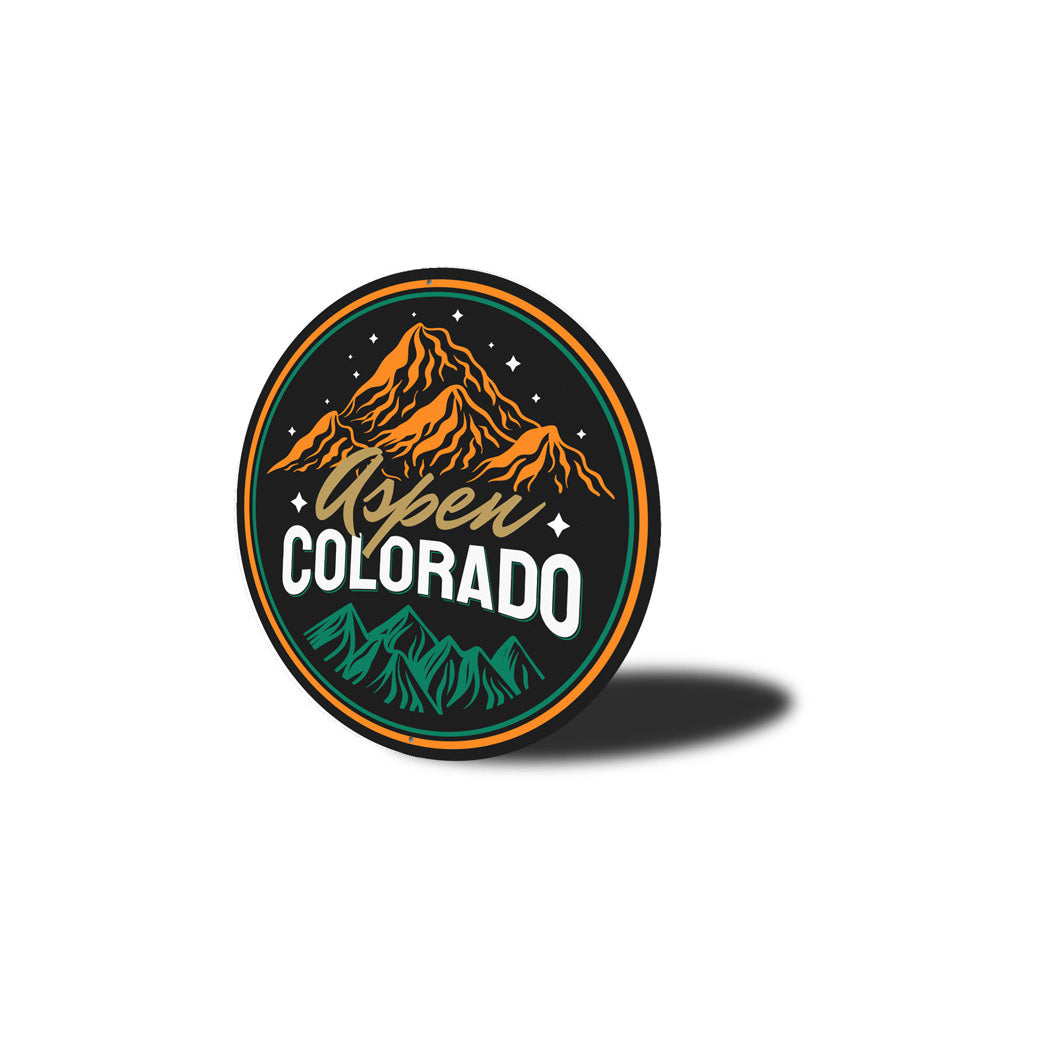 Aspen Colorado Mountains Circular Sign