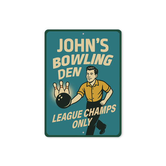 Personalized Bowling Den League Champs Bowling Sign