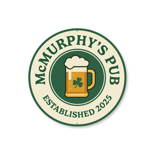 Personalized Pub Established St Patricks Day Sign