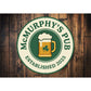 Personalized Pub Established St Patricks Day Sign