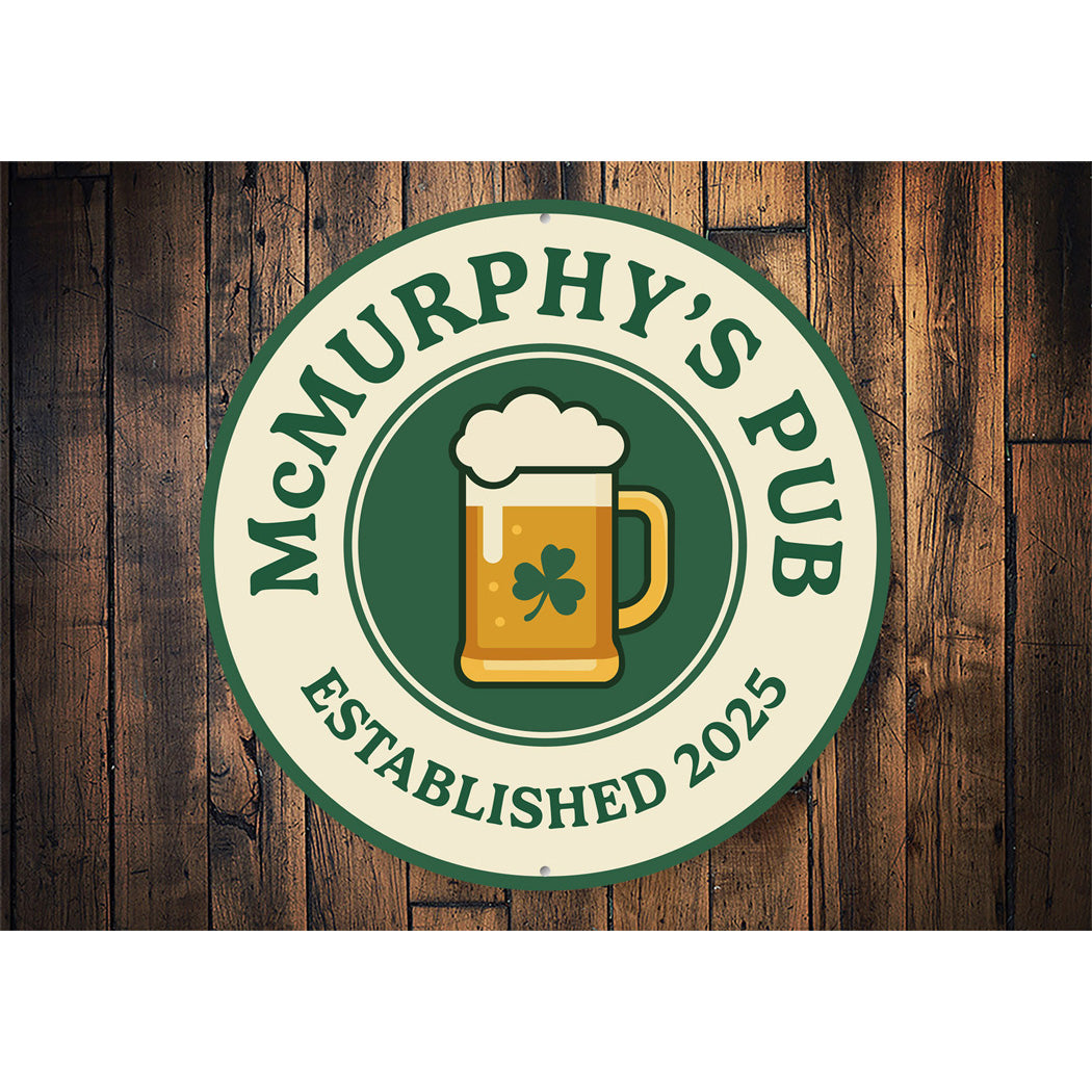 Personalized Pub Established St Patricks Day Sign