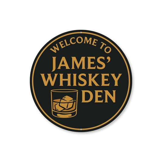 Personalized Welcome to Whiskey Den Metal Wall Sign