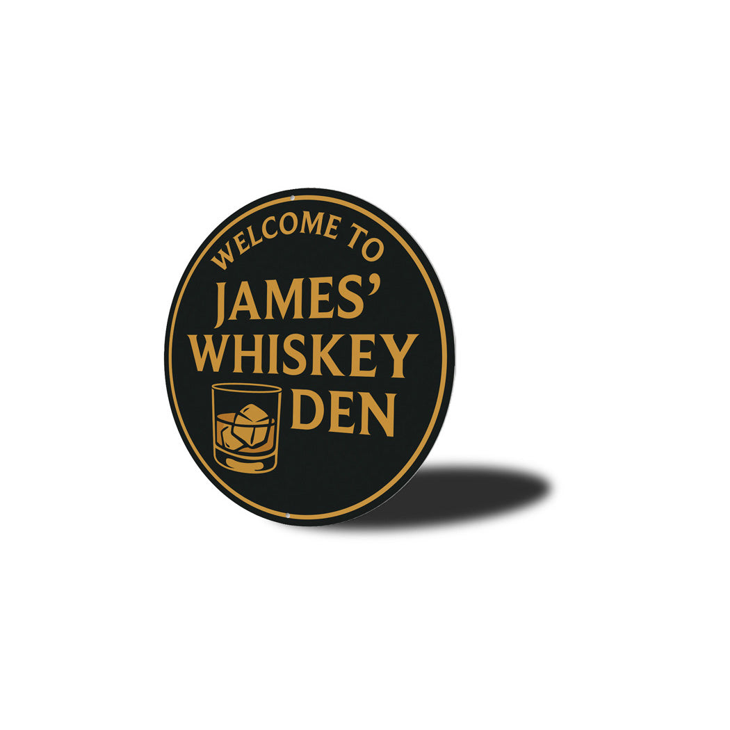 Personalized Welcome to Whiskey Den Metal Wall Sign