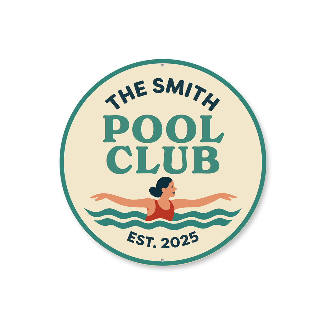 Personalized Pool Club Established Year Sign