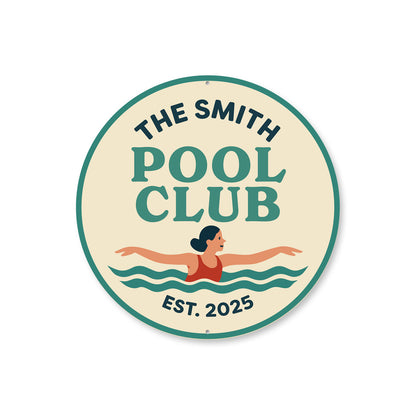 Personalized Pool Club Established Year Sign