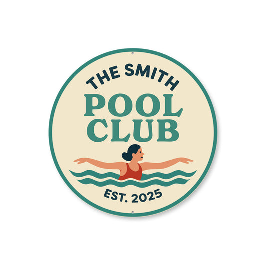 Personalized Pool Club Established Year Sign