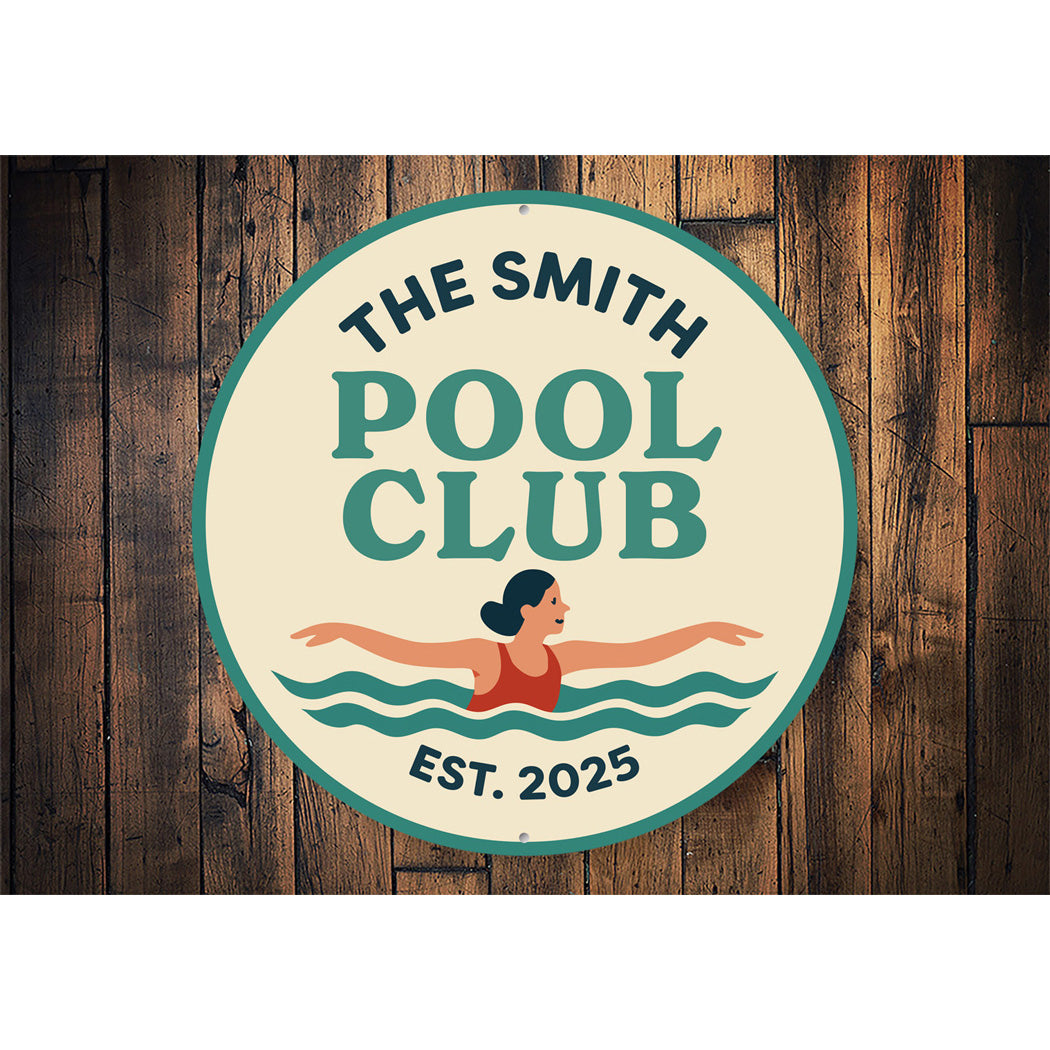 Personalized Pool Club Established Year Sign